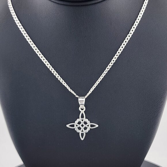 New Sterling Silver 925 Witch’s Knot Necklace – Wiccan Pagan Protection Amulet - Picture 1 of 6
